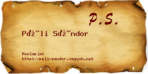Péli Sándor névjegykártya
